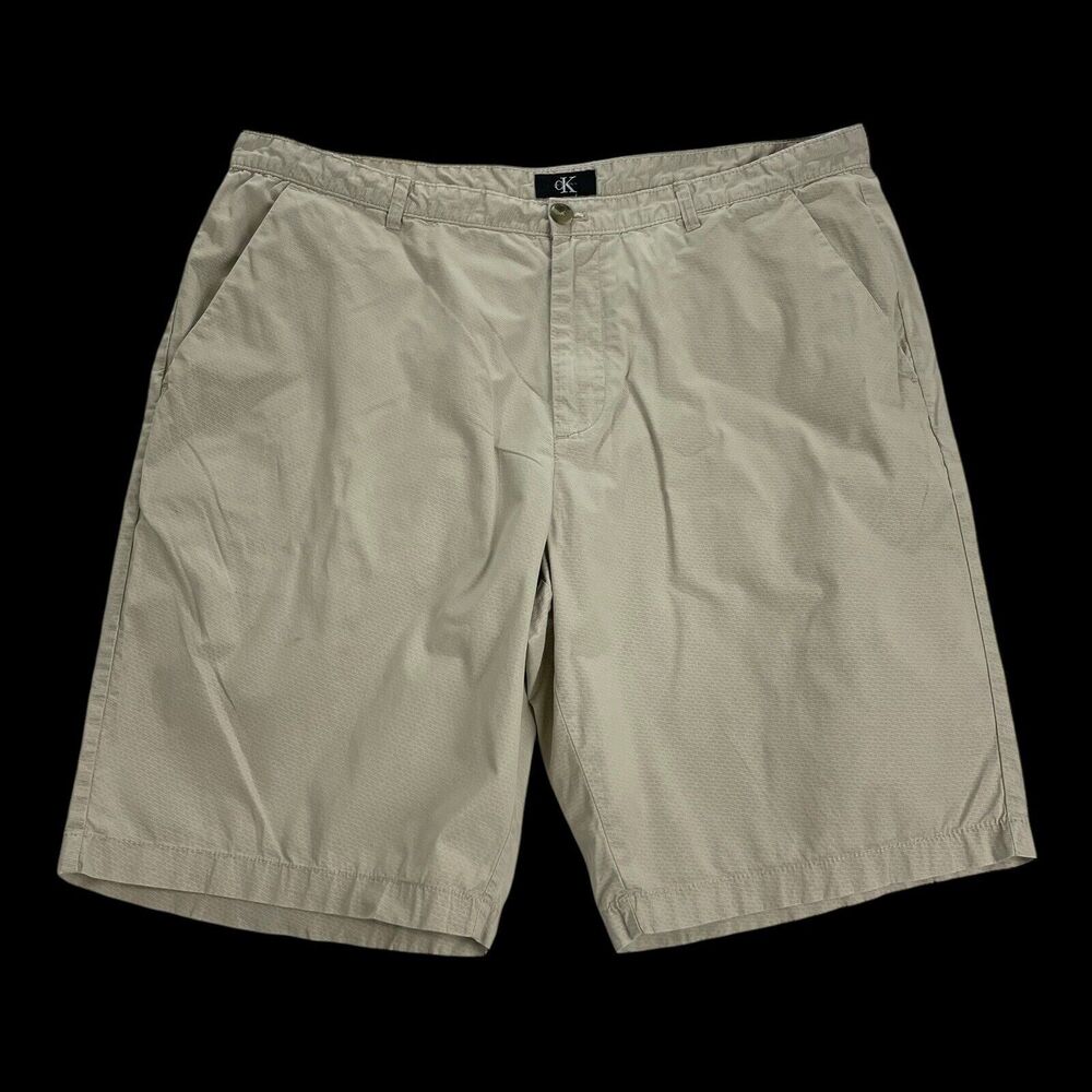 Calvin Klein Men's Beige Flat Front Dress Casual Shorts SZ/ 38